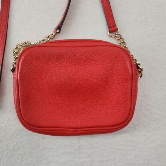 Michael Kors Hamilton Red Crossbody Bag Gold Chain Hardware Small Size Chic - Picture 5 of 9